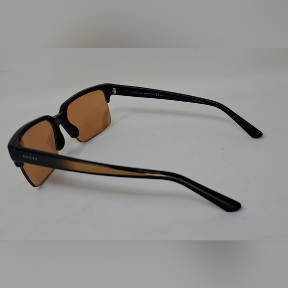 Gucci Men's Sunglasses Half Rim Wayfarer Yellow Gold Mirror GG3710/S 54-16-140 - Picture 16 of 16